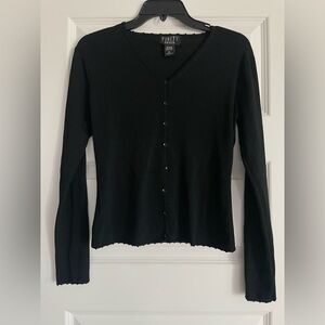 Vintage Finity Petite Black Stretch Cropped Cardigan Top Large